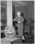 Little boy with pumpkin